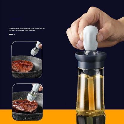 Glass Olive Oil Bottle and Brush 2 in 1 Silicone Dropper Measuring Oil Dispenser Bottle Kitchen Cooking Baking BBQ Grill Vinegar Turkey Basting Pastry Brushes