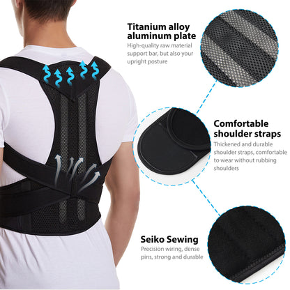 Posture Corrector For Men And Women Back Support Belt Back Pain Back Straight And Shoulder Support Belt (Universal Size) (Metallic Belt) (Posture Corrector Belt)