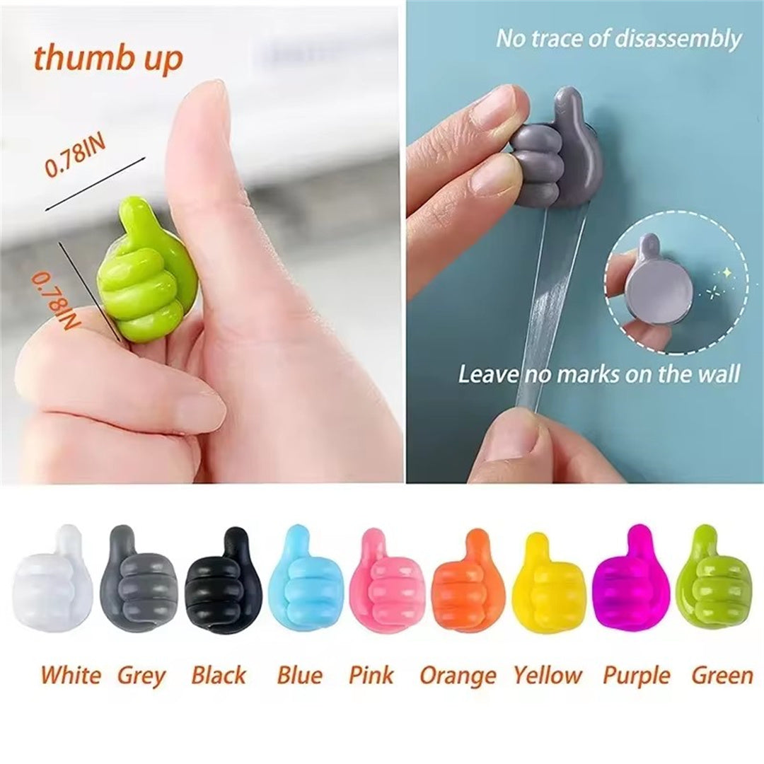 Thumb Wall Hook, Silicone Creative Thumbs Up Shape Wall Hook, Multifunctional Thumb Hook Holder Cable Clip Organizer Key Hook Wall Hangers for Home Office Bedroom