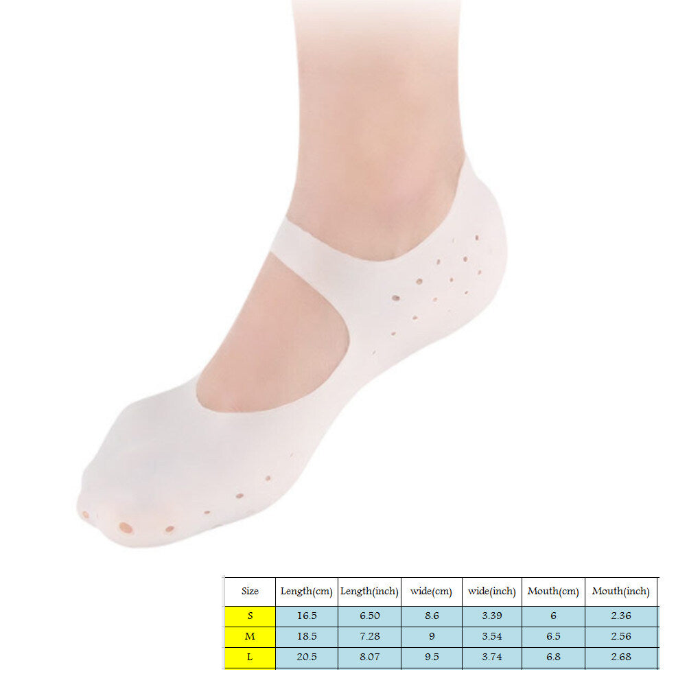 Silicone Full Heel Socks Full Length Silicone Protector Moisturizing Socks for Foot-Care and Heel Cracks for cracked feet,heel pad for heel pain,anti crack heel socks