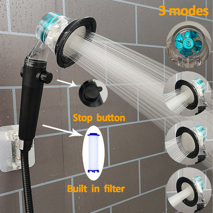 Handheld Shower Head -High Power-Pressure Turbo Fan Shower Head with Filter and Pause Switch - Easy Install Turbocharged Shower Head 360 Degrees Rotating