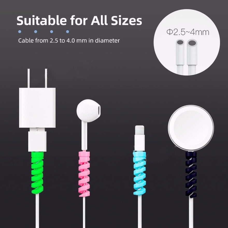 Mix Spiral Charger Spiral Charger Cable Protectors for Wires Data Cable Saver Charging Cord Protective Cable Cover 1 Set