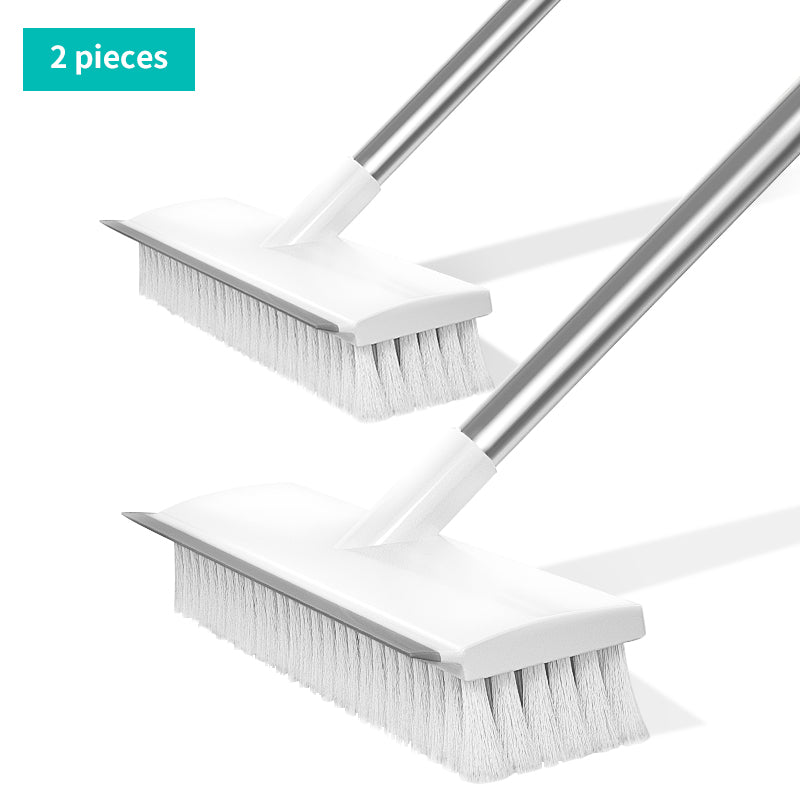 Bathroom Cleaning Brush with Wiper 2 in 1 Tiles Cleaning Brush Floor Scrub Brush with Long Handle White scrubbing Brush Cleaning Brush