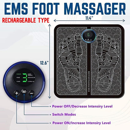 Foot Massager Pain Relief Wireless Electric EMS Massage Machine,Rechargeable Portable Folding Automatic with 8 Mode19 Intensity for Legs,Body,Hand Therapy