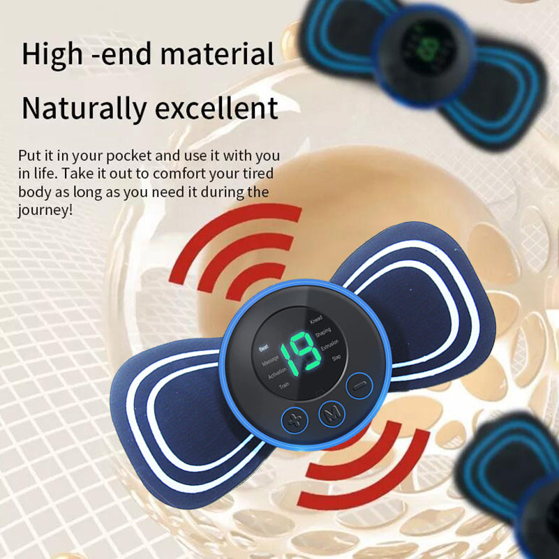 Body Massager Machine for Pain Relief Wireless Vibrating Massager 8 Mode & 19 Strength Level EMS Massager Mini Massager Butterfly Massager for Shoulder, Legs, Neck, Back Massager