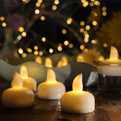 Floating Tealight Candles Battery Operated Water Sensor, 6 pcs Waterproof LED Flameless Flickering Water Sensor Diya