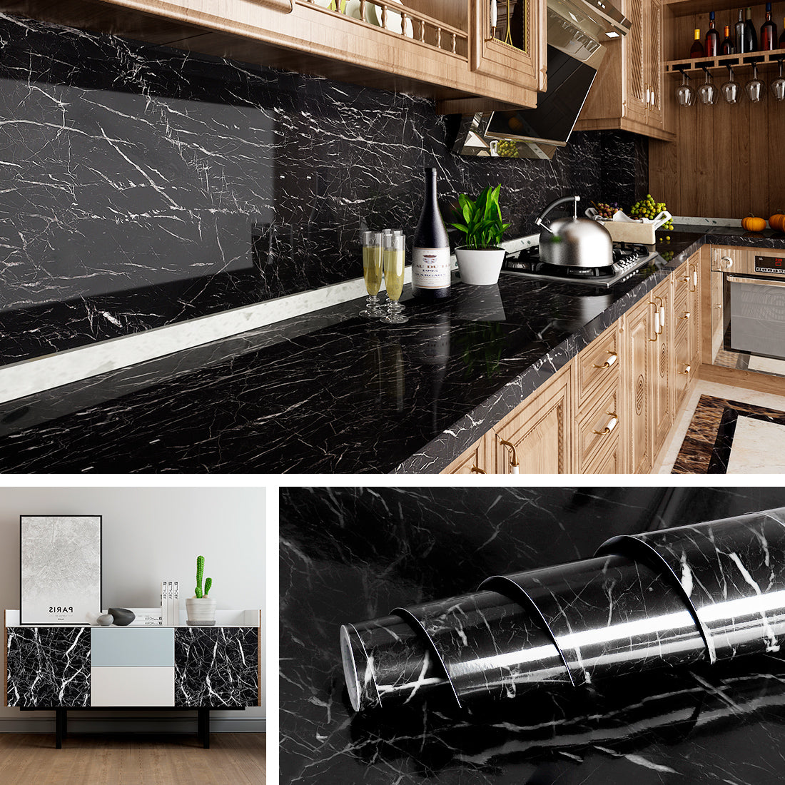 Black Marble Sticker Waterproof (60*200)