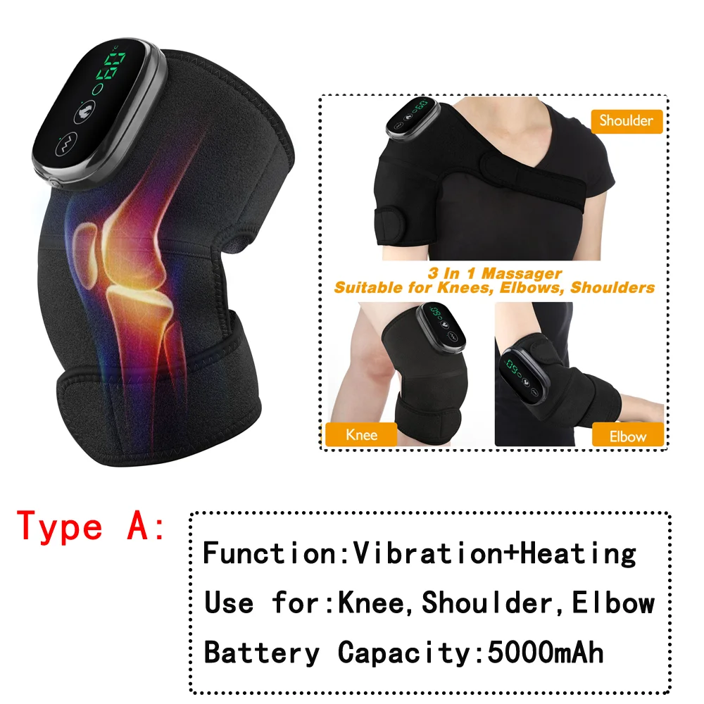 Knee Massager For Joint Pain Relief Machine,Electric Cordless Knee Heating Pad Therapy Vibration For Arthritis, Joints Pain Relief For Men/Women