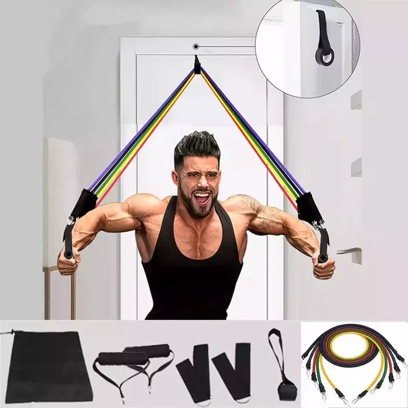 11 Pc Gym Power Ressitance Band Set