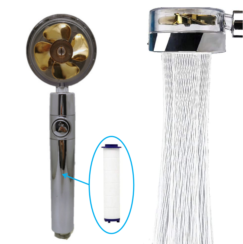 Handheld Shower Head -High Power-Pressure Turbo Fan Shower Head with Filter and Pause Switch - Easy Install Turbocharged Shower Head 360 Degrees Rotating