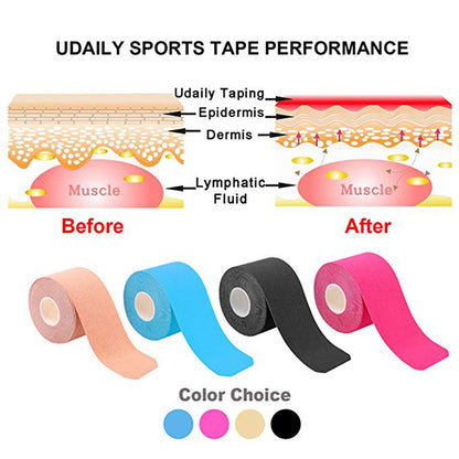 Athletic Sports Tape for Injury, Muscle Support, Pain Relief, Joint Support and Physiotherapy (5 m * 5 cm) (Blue)