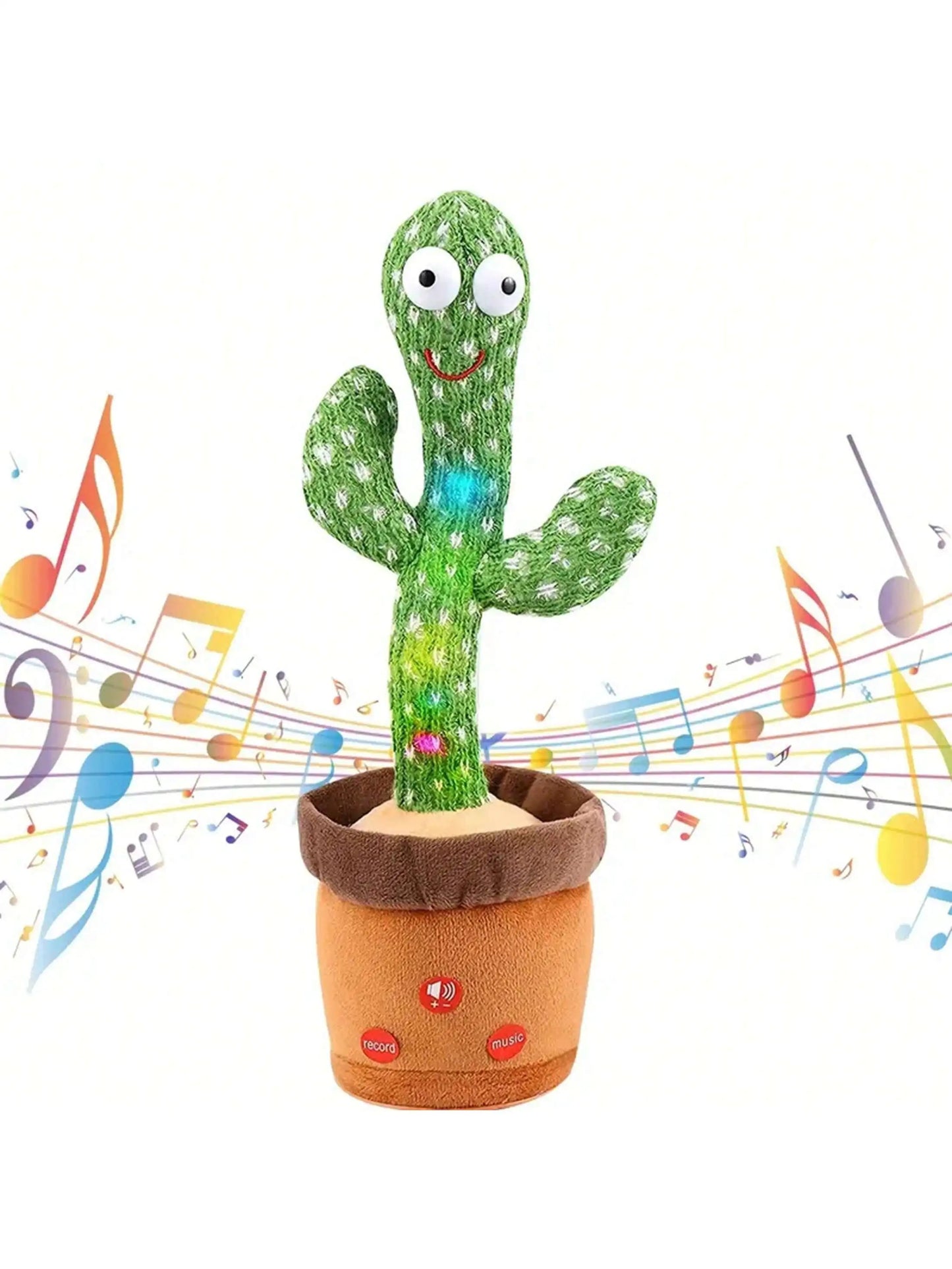 Dancing Cactus Toy For Kids Talking Singing Children Baby Plush Electronic Toys Voice Recording Repeats What You Say Led Lights - Green