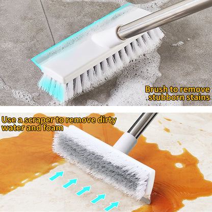 Bathroom Cleaning Brush with Wiper 2 in 1 Tiles Cleaning Brush Floor Scrub Brush with Long Handle White scrubbing Brush Cleaning Brush