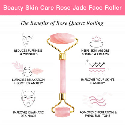 Facial Massager Jade Roller & Gua Sha Tool Natural Himalayan Stone for Face Neck Healing Skin Wrinkles & Serum Application