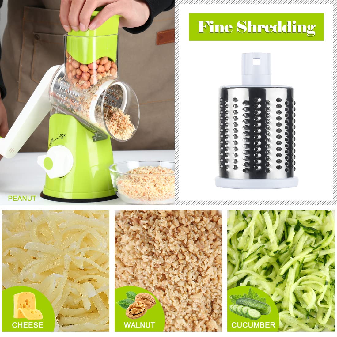 Kitchen 4 in 1 Multi-Functional Rotary Vegetable Cutter, Shredder, Grater & Slicer - Slicer Dicer with high Speed Rotary Cylinder