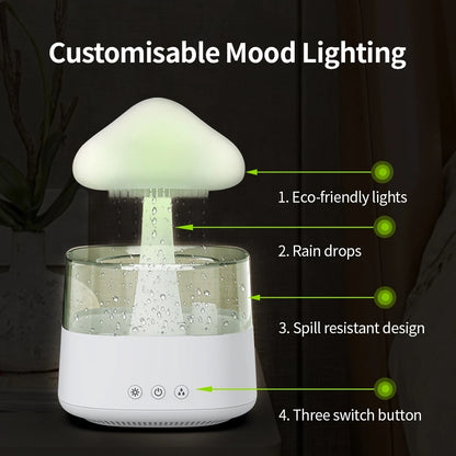 Plastic Snuggling Cloud Rain Drop Humidifier Diffusere, 7 Light Colour with 15ml Essential Oil Bottle for Home, Bedroom, Office Pack of 1