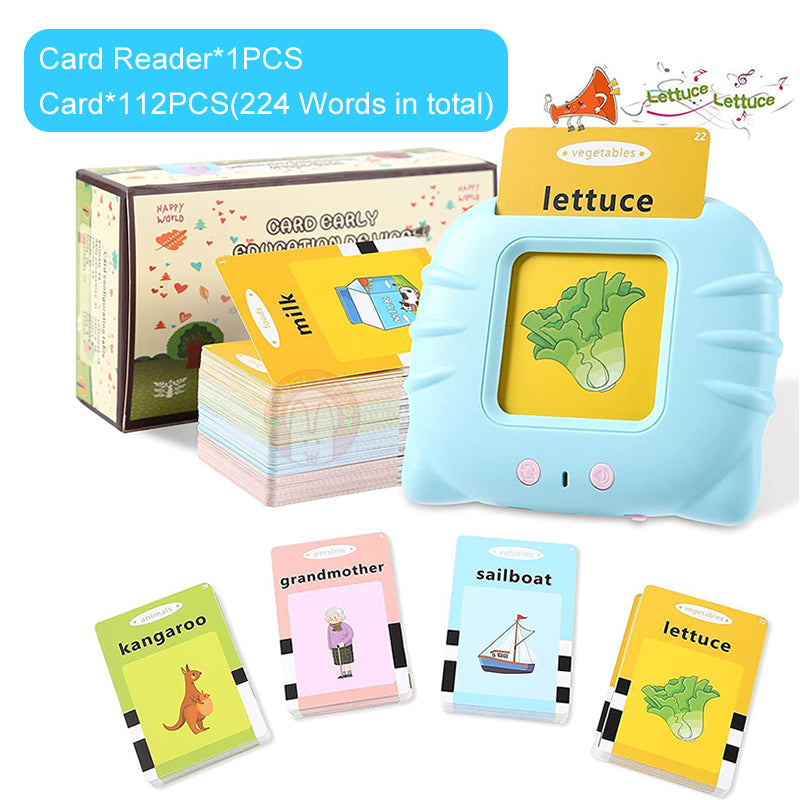 Talking Flash Cards Learning Toys Educational Device for 2 3 4 5 6 Year Old Kids Toddler 112 Flash Cards, Educational Toys Reading Machine with 224 Words, Preschool Montessori Toys