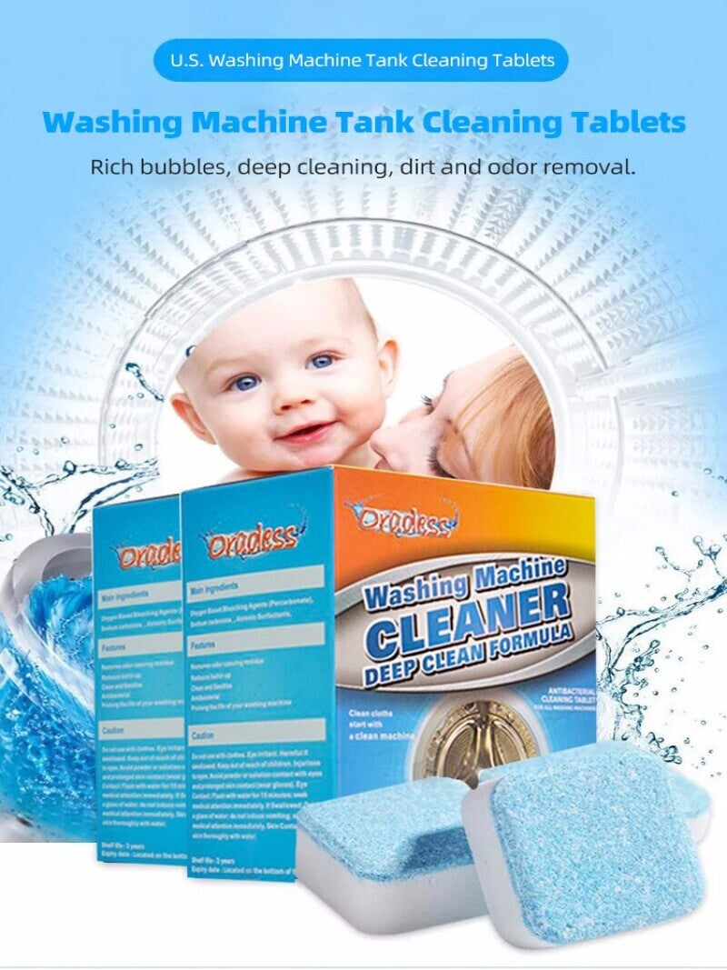 Washing Machine Deep Cleaner Effervescent Tablet for All Company Front and Top Load Machine, Descaling Powder Tablet for Perfectly Cleaning of Tub & Drum Stain Remover Washer