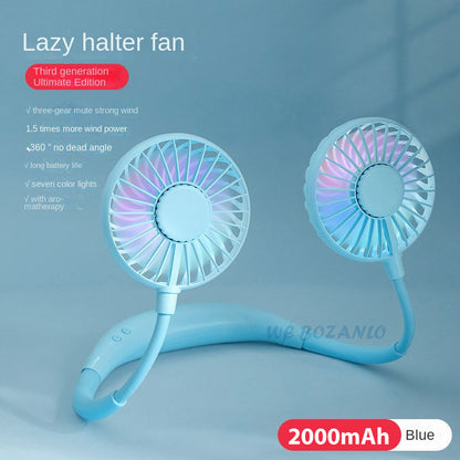 Neck Fan,Portable Neck Fans Rechargeable Personal Fans For Your Neck Wearable Fan Neck Air Conditioner Cooling Neck Fan With 360 Degree Rotation 2000mAh For Travel Sports