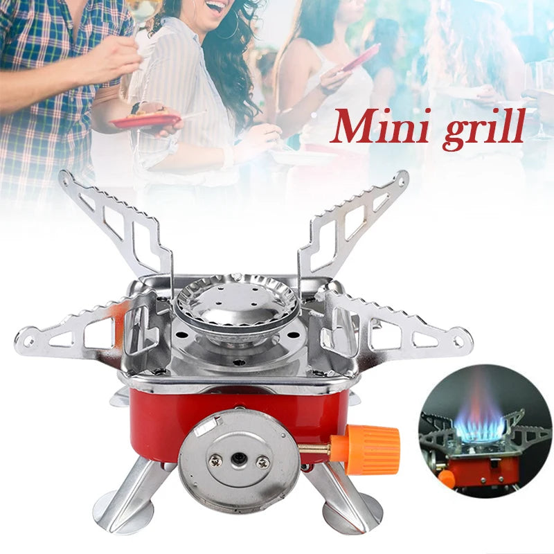 Portable Camping Gas Stove for Hiking Picnic Mini Butane Burner Folding Furnace Outdoor with Storage Bag