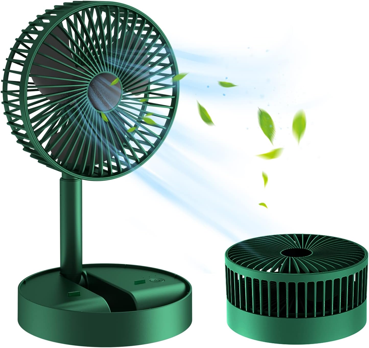 Powerful Rechargeable Desk Fan, Folding Telescopic & Adjustable Height, Small Desk Table Air Fan with Built-in Battery for Travel, Outdoor, Home, Office, Kitchen, Picnic, Kids - Foldable Fan