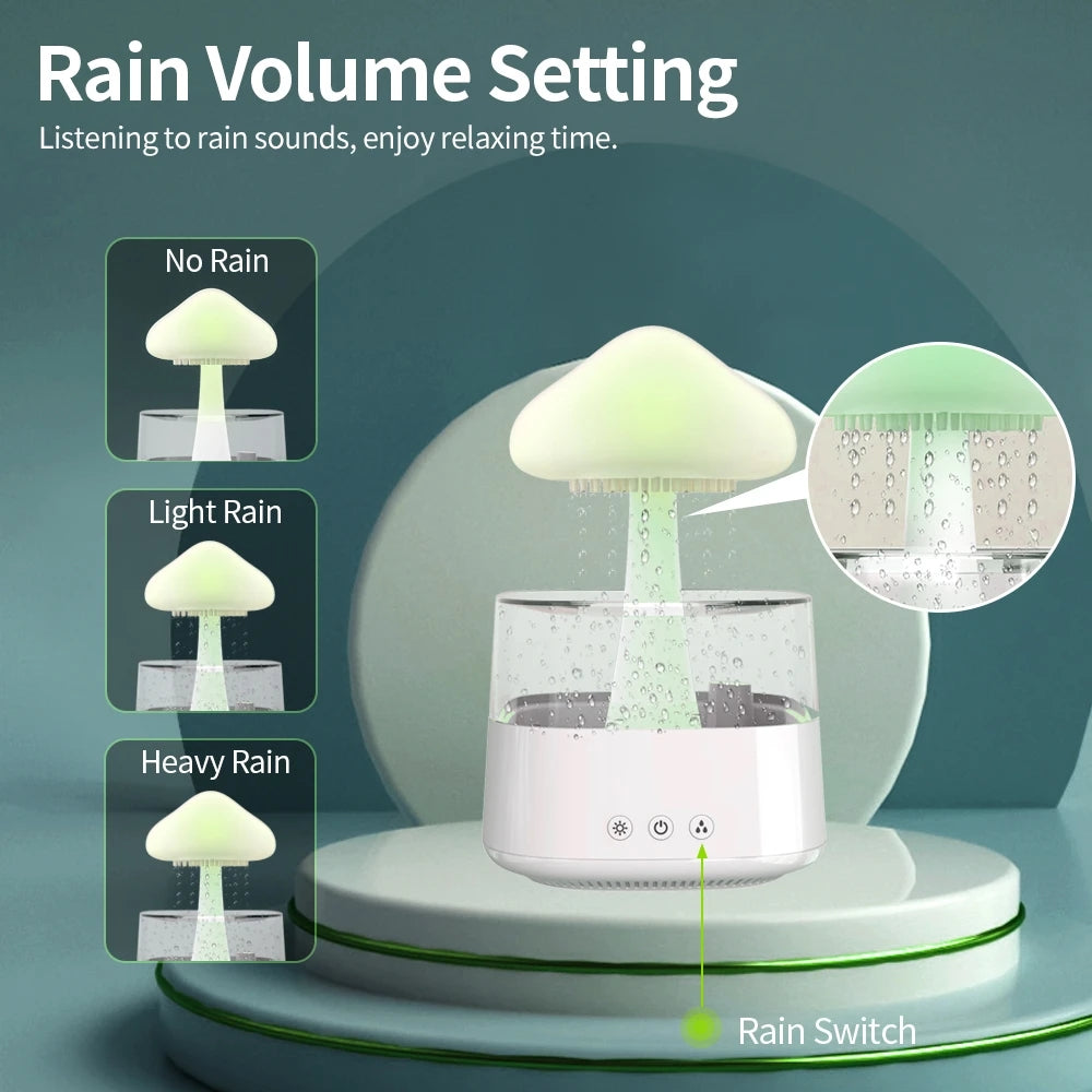 Plastic Snuggling Cloud Rain Drop Humidifier Diffusere, 7 Light Colour with 15ml Essential Oil Bottle for Home, Bedroom, Office Pack of 1