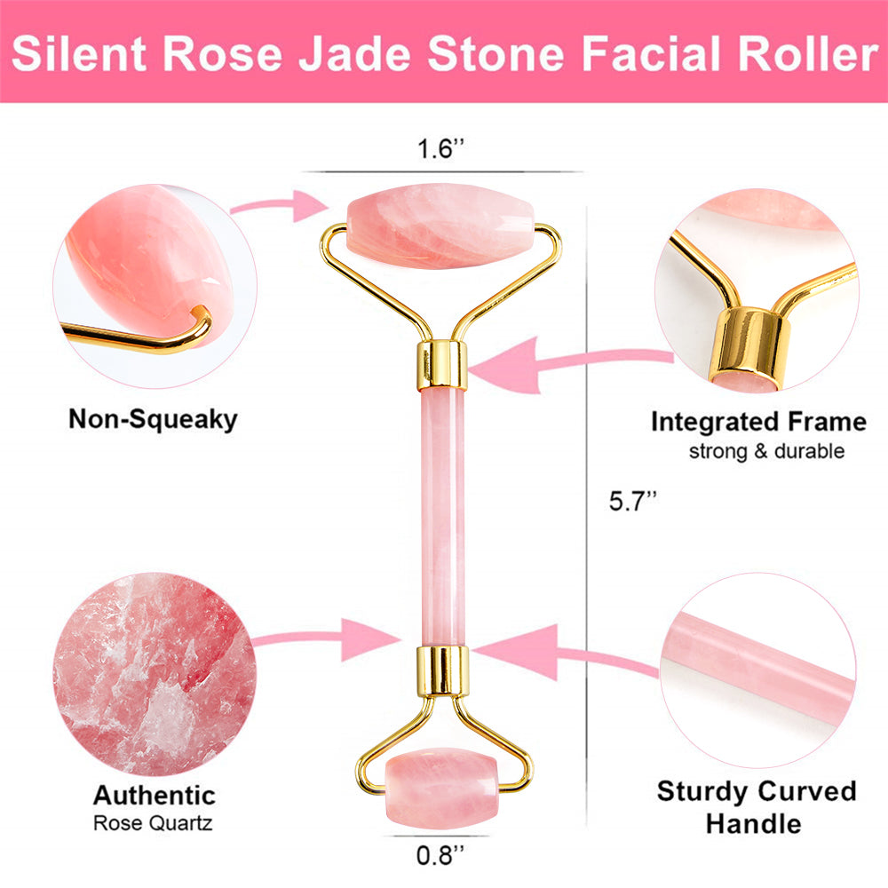 Facial Massager Jade Roller & Gua Sha Tool Natural Himalayan Stone for Face Neck Healing Skin Wrinkles & Serum Application