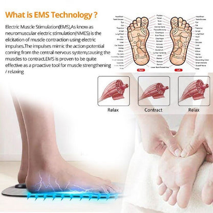 Foot Massager Pain Relief Wireless Electric EMS Massage Machine,Rechargeable Portable Folding Automatic with 8 Mode19 Intensity for Legs,Body,Hand Therapy