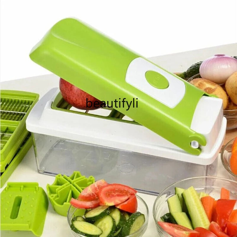 12 in 1 Vegetable Multifunctional Chopper & Adjustable Slicer with Storage Container, Household Kitchen for Cutter, Grater, Peeler, Chipser, Chopper