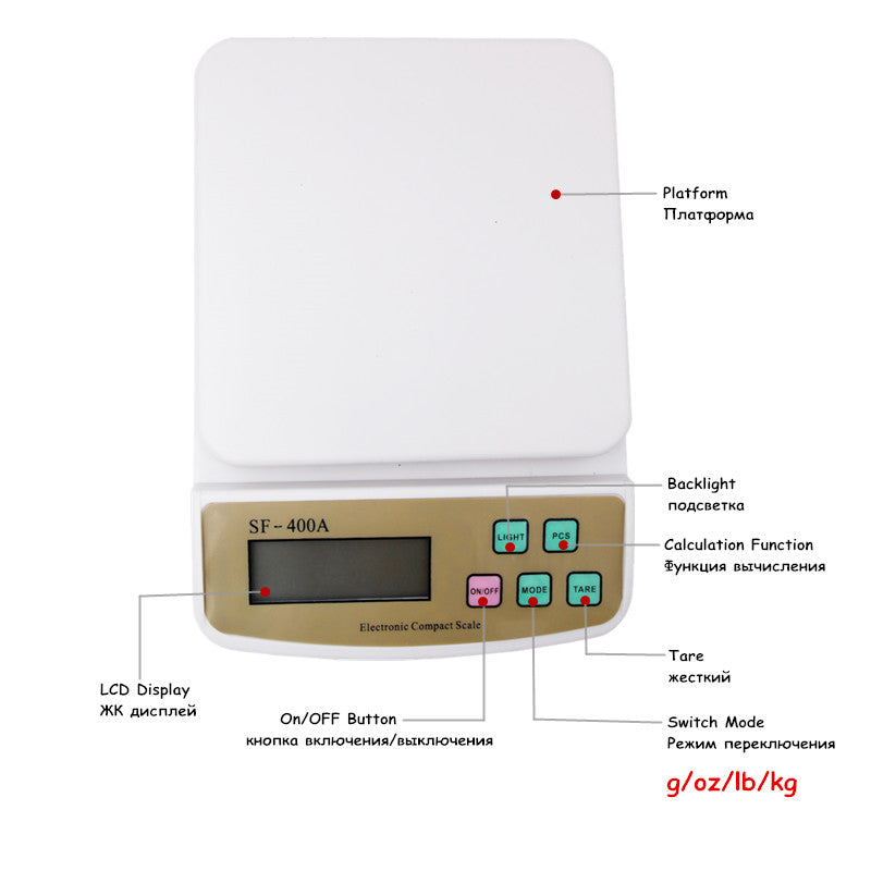 Compact Scale with Tare Function Sf 400A 10 Kg Digital Multi-Purpose Kitchen Weighing Scale (Adapter is not included with the scale) (Kitchen Scale SF-400A)