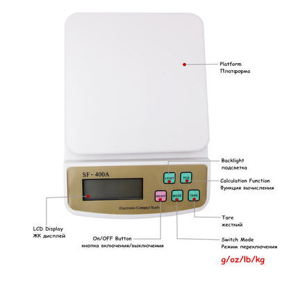 Compact Scale with Tare Function Sf 400A 10 Kg Digital Multi-Purpose Kitchen Weighing Scale (Adapter is not included with the scale) (Kitchen Scale SF-400A)