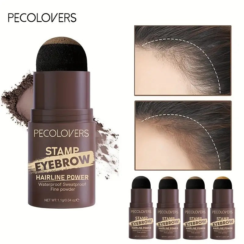 Natural Hairline Powder, Hair Shading Sponge Pen, Hairline Shadow Powder Stick, Quick Hair Root Touch-Up, Paired With 2 Pairs Of Eyebrow Stamp