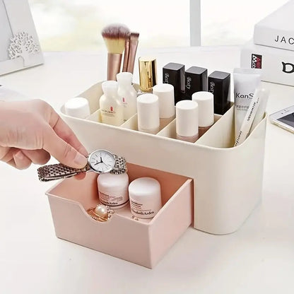 Makeup Storage Box Organizer with Makeup Stand and Drawers for Dressing Table, Bedroom, Home, Desktop Tidy Organiser Holder, Plastic Cosmetic Box for Women