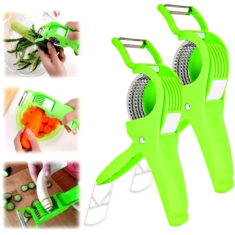 Plastic 2 in 1 Vegetable & Fruit Multi Cutter & Peeler,Veg Cutter Sharp Stainless Steel 5 Blade Vegetable Cutter with Peeler