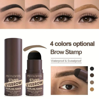 Natural Hairline Powder, Hair Shading Sponge Pen, Hairline Shadow Powder Stick, Quick Hair Root Touch-Up, Paired With 2 Pairs Of Eyebrow Stamp