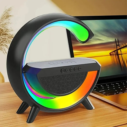 3 in 1 Night Light G shape Bluetooth Speakers with 15W Wireless Mobile Charger