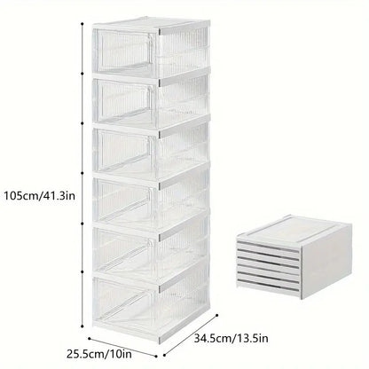 Shoe Rack (6-Layer) Foldable Sneakers Box | Storage Organizer for Shoe, Slippers & Books | Storage Rack for Living Room | Multipurpose Cabinet Organizer | White