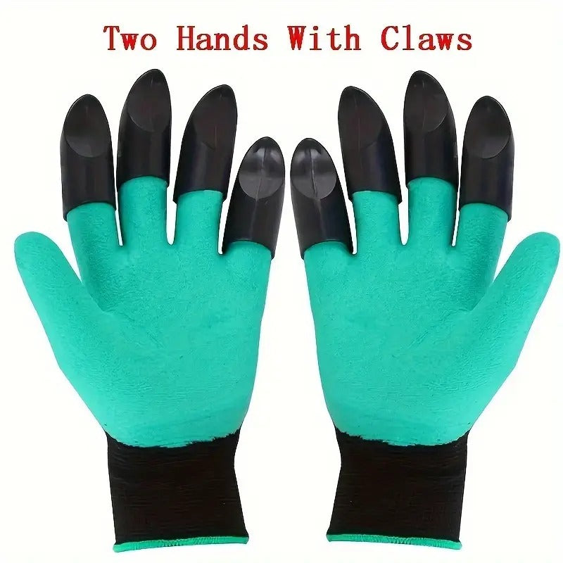 Heavy Duty Garden Farming Gloves Washable with Right Hand Fingertips ABS Claws for Digging and Gardening (Free Size, Green)