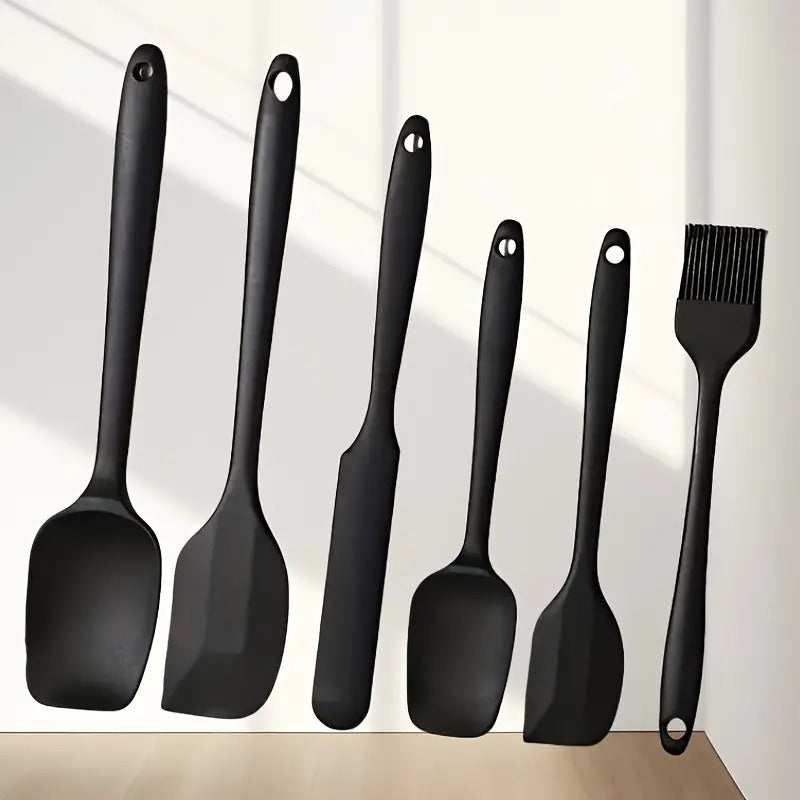 Silicone Spatula Set 6 Piece Sets of Baking Tools Stainless Steel Core Scratch Free Heat Resistant Silicone Scraper Shovel for Cooking, Baking and Mixing