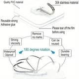 Adhesive Screw Hooks for Wall Without Drilling Pack of 10