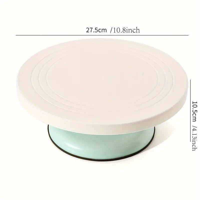 Revolving Cake Turn Table Or Cake Round Decorating Stand - 28Cm + 4Pc Cake Decorating Fondant (White)|Sugar Craft Cake Combo