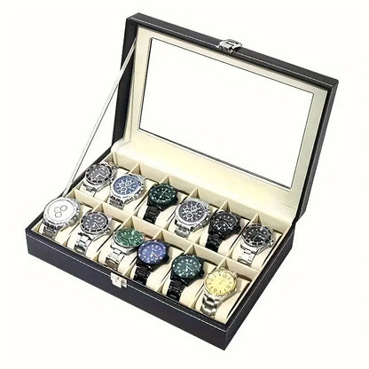 Watch Case Box for Men - Watch Organizer Storage Tray for Women - Wrist Watch Collection Holder 12 Slots