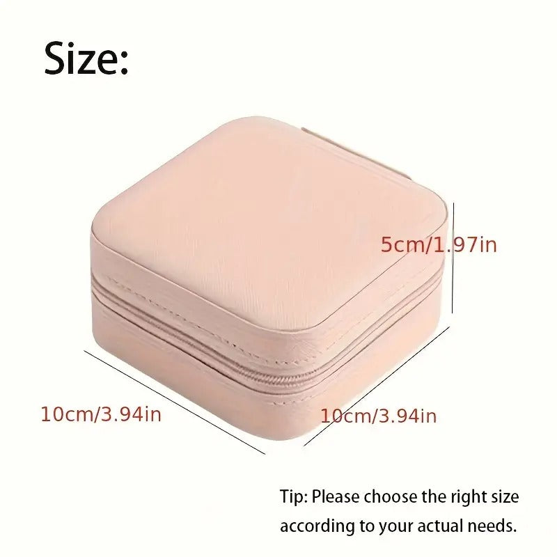 Jewellery Organiser PU Leather Zipper Portable Storage Box Case with Dividers Container for Rings, Earrings, Necklace Home Organizer