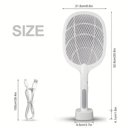 Mosquito Bat with UV Light Lamp Five Nights Mosquito Killer Autokill 2 in 1 Mosquito Racket 1200mAh Lithium ion Rechargeable Battery Handheld Electric Fly Swatter (White)