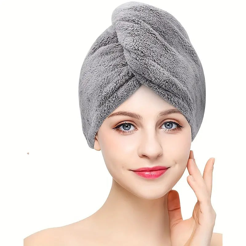 Microfiber Hair Towel Wrap for Women, 10-inch X 26-inch Super Absorbent Quick Dry Hair Turban for Drying Curly Long Thick Hair