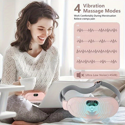 Portable Cordless Heating Pad for Menstrual Cramps Relief, Heating Pad for Stomach, 3-Speed Temperature Adjustment and 4-Speed Massage Modes, Back and Belly Heating Pad for Women