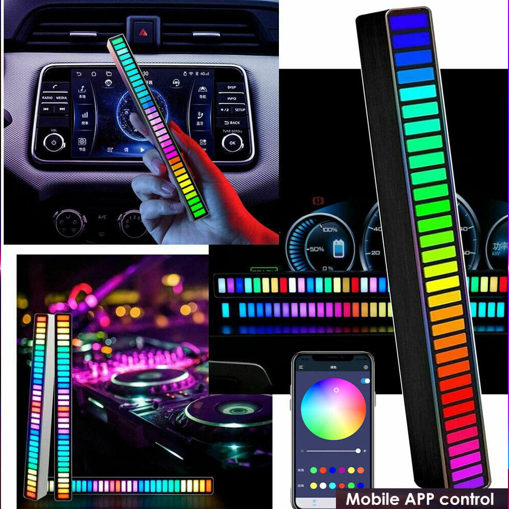 32-Bit Pickup RGB Colourful Sound Control Voice Activated Rhythm Light for Desktop Car TV DJ Studio Gaming Room Decor