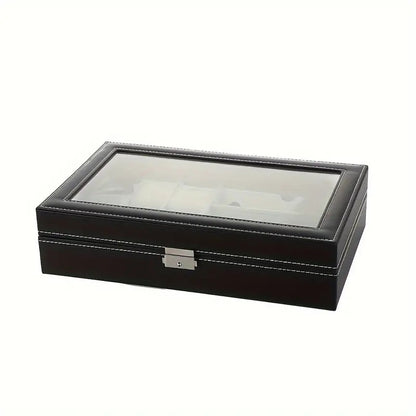 Watch Box Organizer and Sunglasses Case Holder with 6 Slots for Watches and 3 Slots for Sunglasses