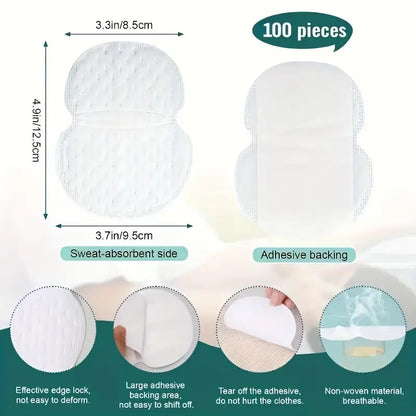 Sweat Pads For Underarms Disposable Highly Absorbent Sweat Pads Cotton Anti Allergic, Anti Bacteria, Anti Smell Disposable Underarm Perspiration Pad for Men and Women