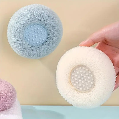 Loofah Bath Sponge Body Scrubber Mesh for Men Women | 2-in-1 Bath Super Soft Suction Cup Bath Brush, Bath Shower Loofah Sponge, Exfoliating Bath Sponge Cleaning Brush for Body